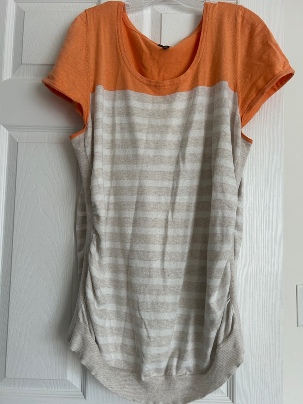 Maurices Cream Striped Tunic with Orange Yoke